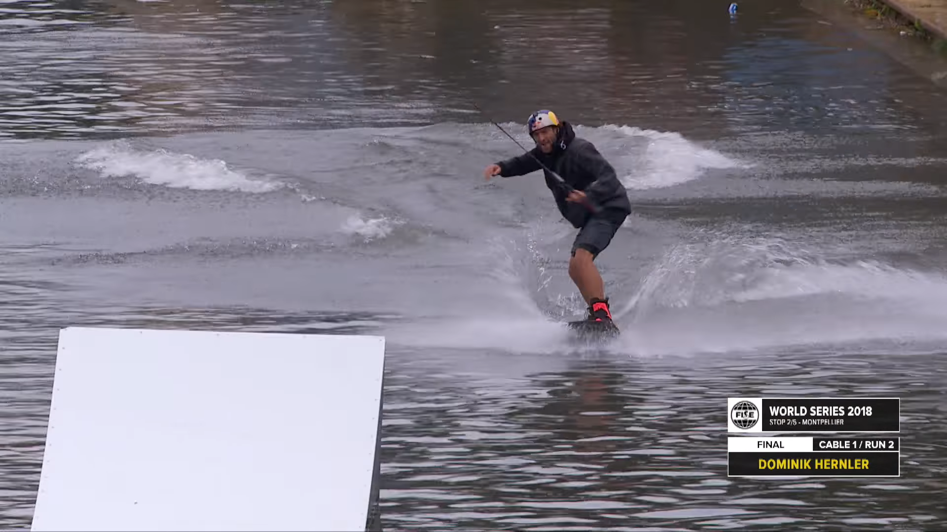 Screenshotter DominikHernler1stFinalWakeboardFISEWorldSeriesMontpellier2018 0’12”