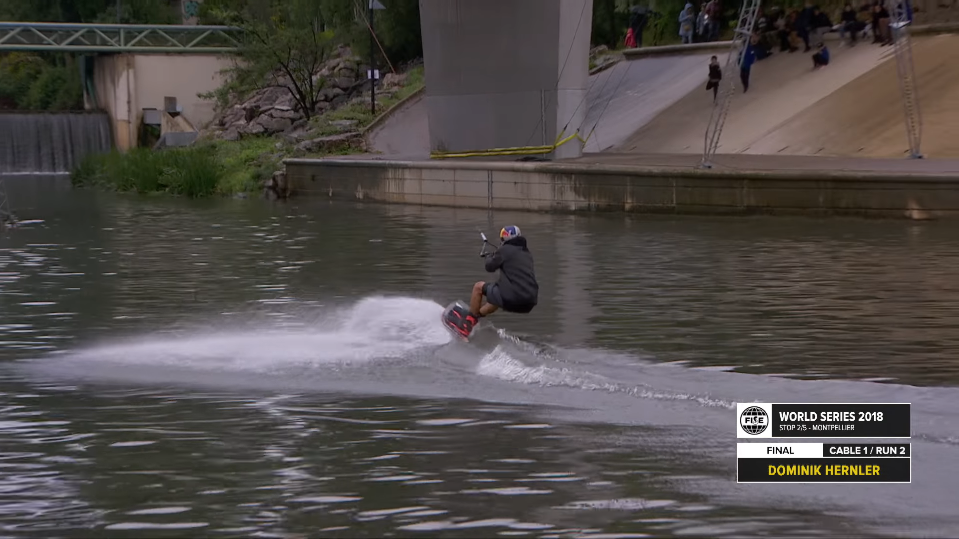 Screenshotter DominikHernler1stFinalWakeboardFISEWorldSeriesMontpellier2018 0’32”